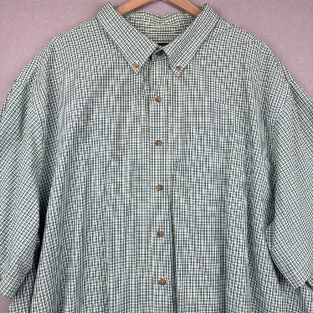 Harbor Bay Shirt Mens 4XL Plaid Button Front Short Sleeve Casual Gingham Classic